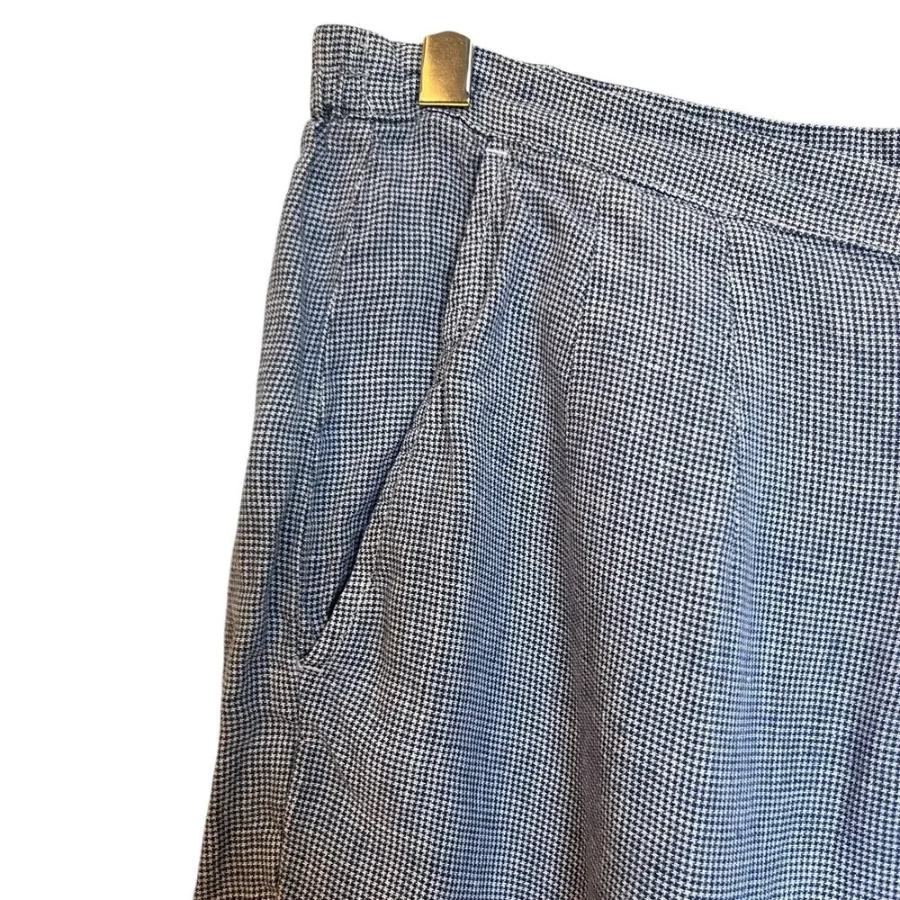 Vintage Talbots Gingham Irish Linen Pants High Waisted Trousers Blue White 16WP